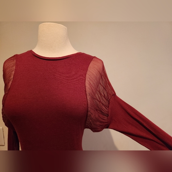 Buddhist Punk Long Sleeve Tee with Sheer Shoulder Detail, Size M - Picture 3 of 8